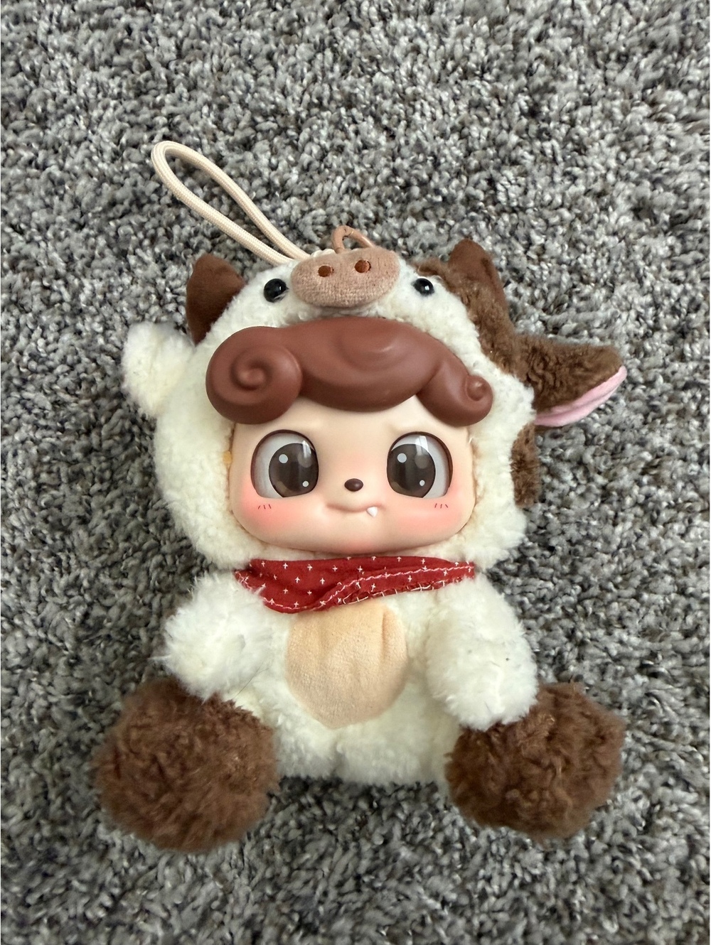Jotoys Q. Kid Animal Preschool Series Cow Cub Charm Keychain Plush Doll Toy